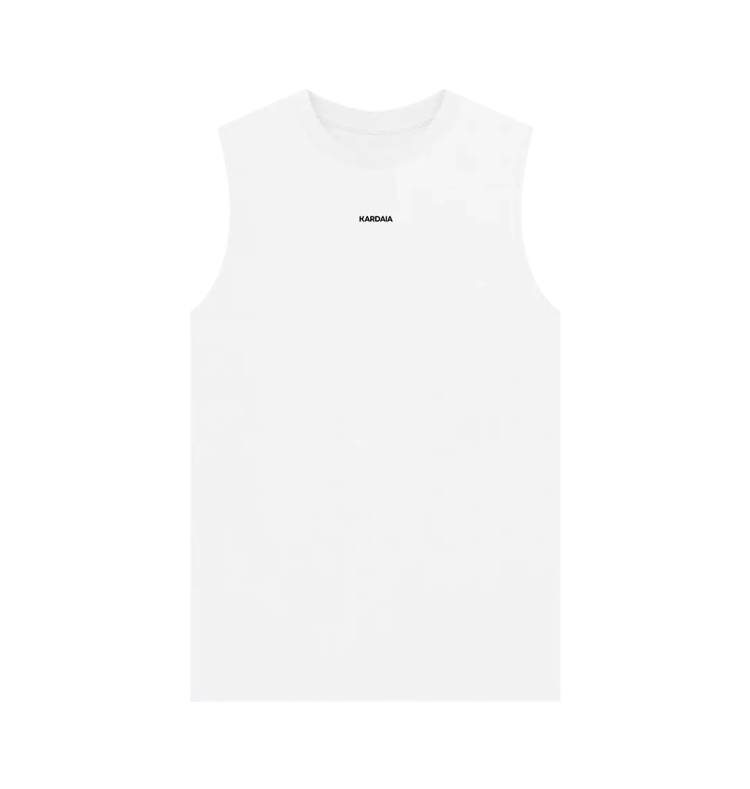 Vue à plat d'un debardeur blanc femme en coton bio