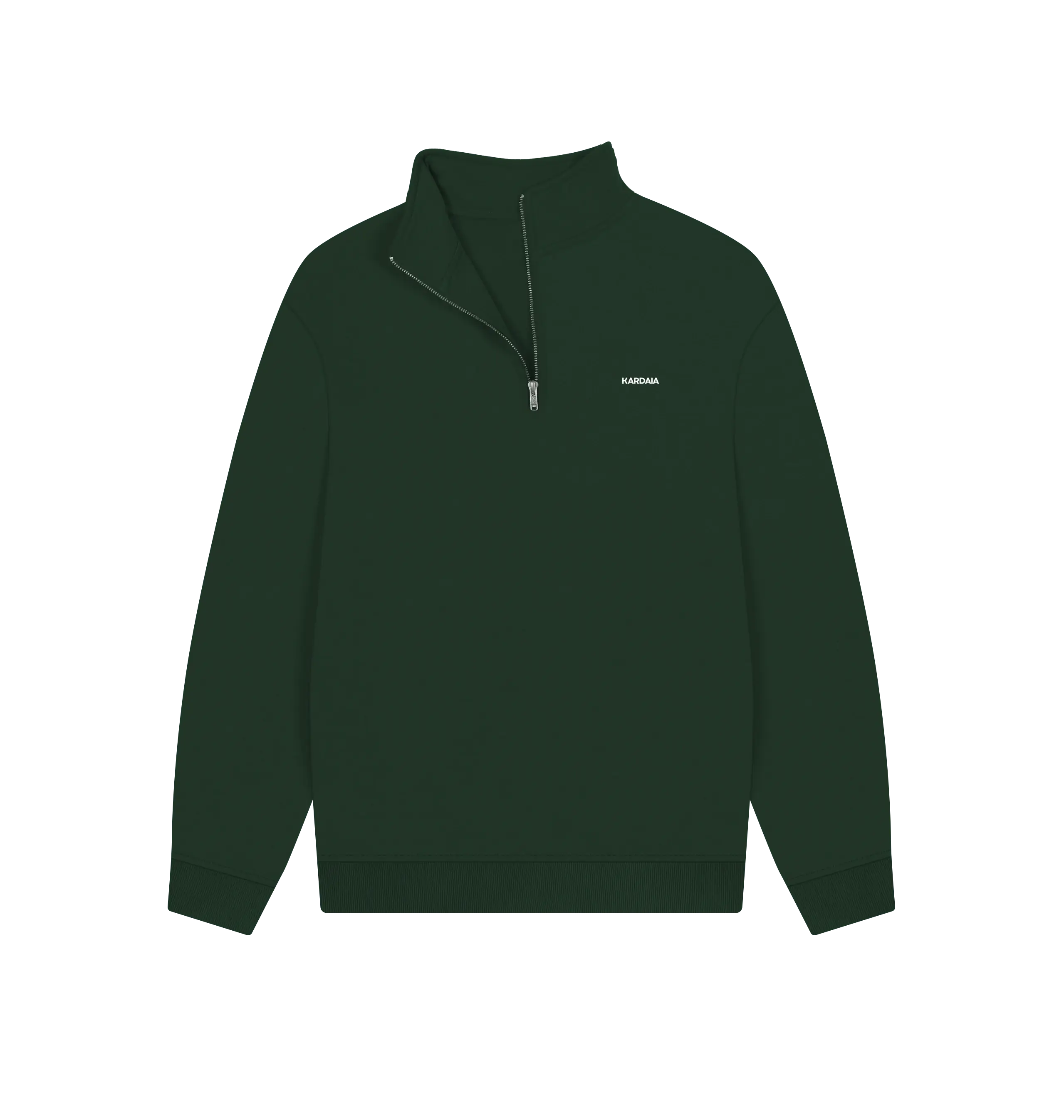 sweat quarter zip kaki naturel KARDAIA en coton bio, vue packshot