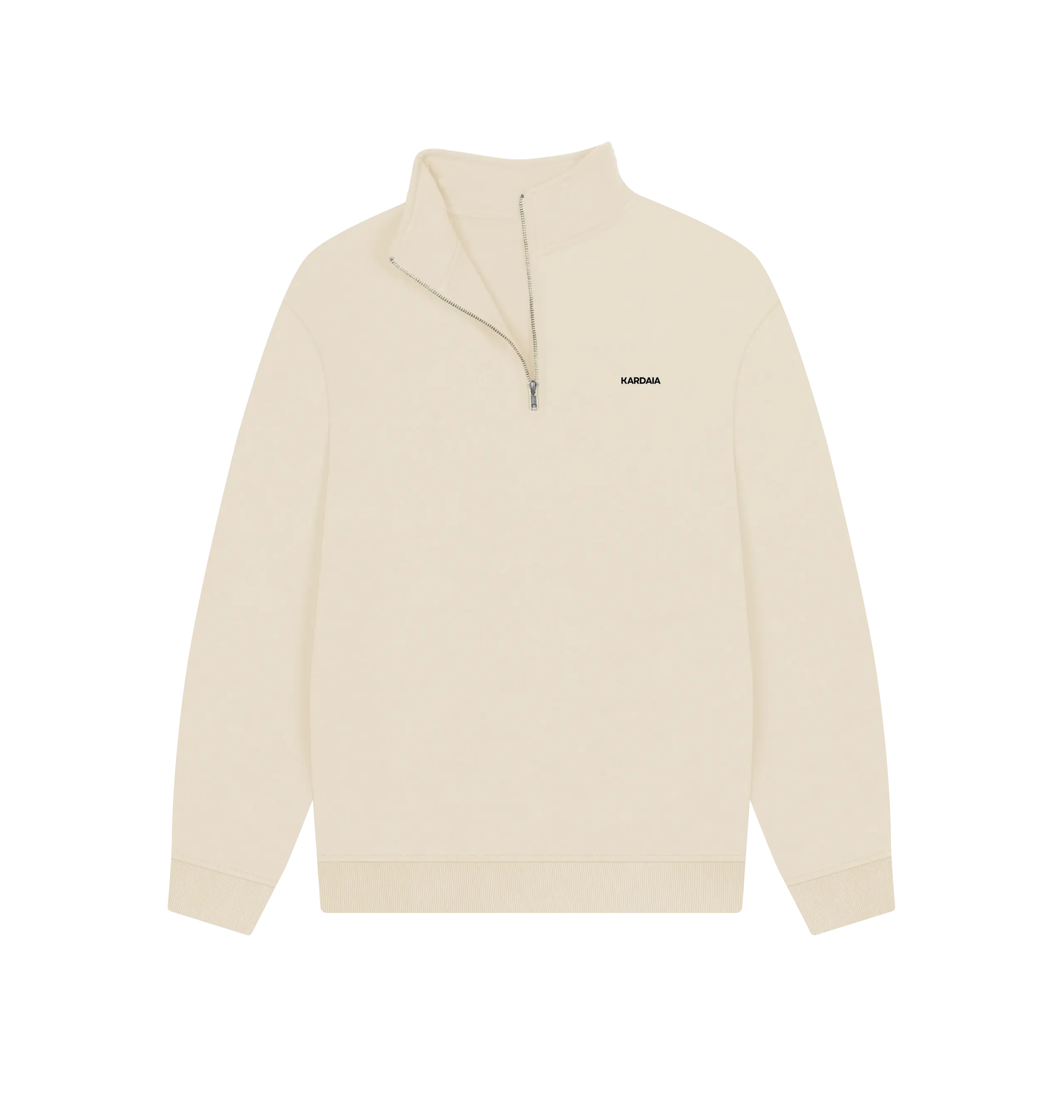 sweat homme quart zip sable doux KARDAIA, coton bio premium