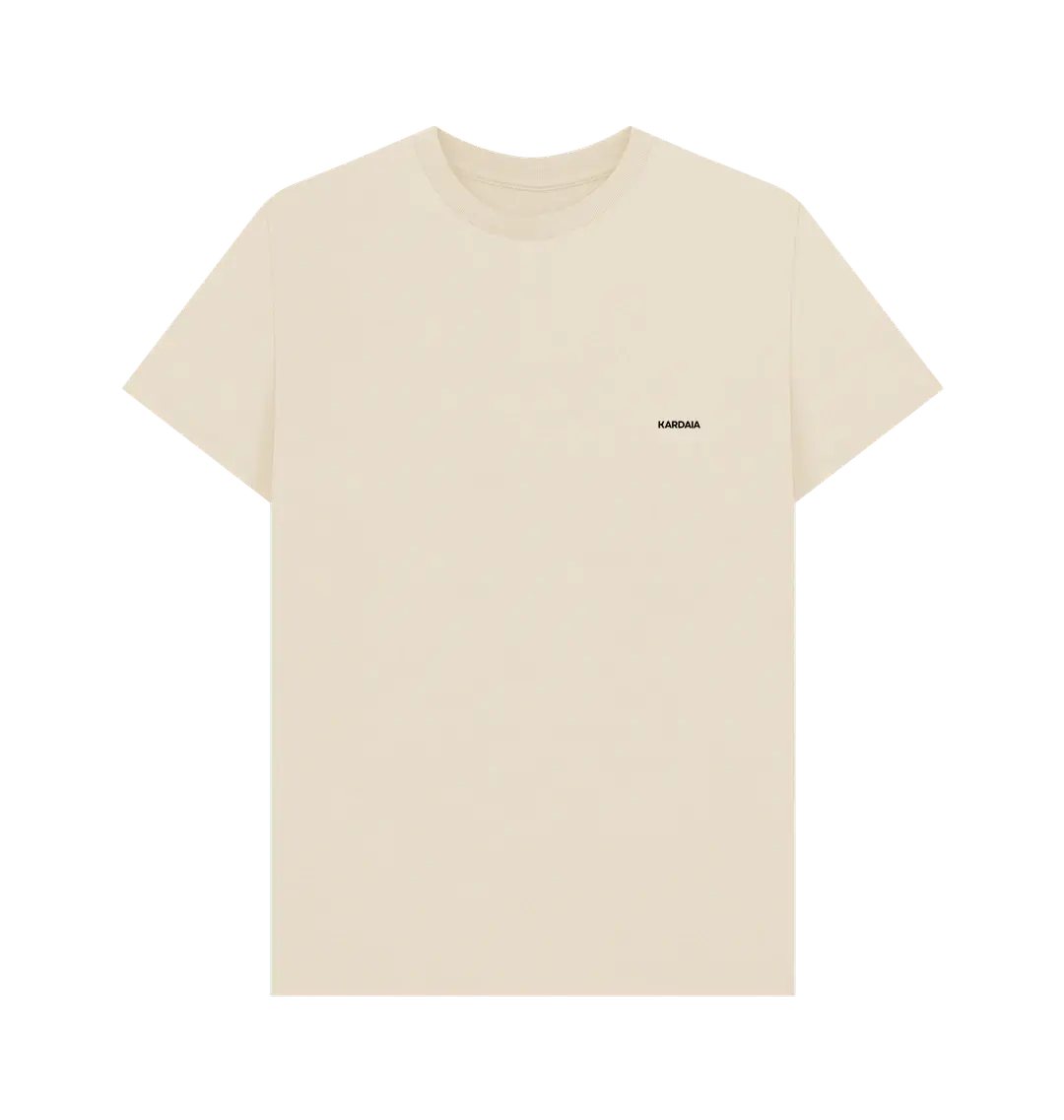 t-shirt basique homme couleur sable KARDAIA en coton bio, présenté à plat
