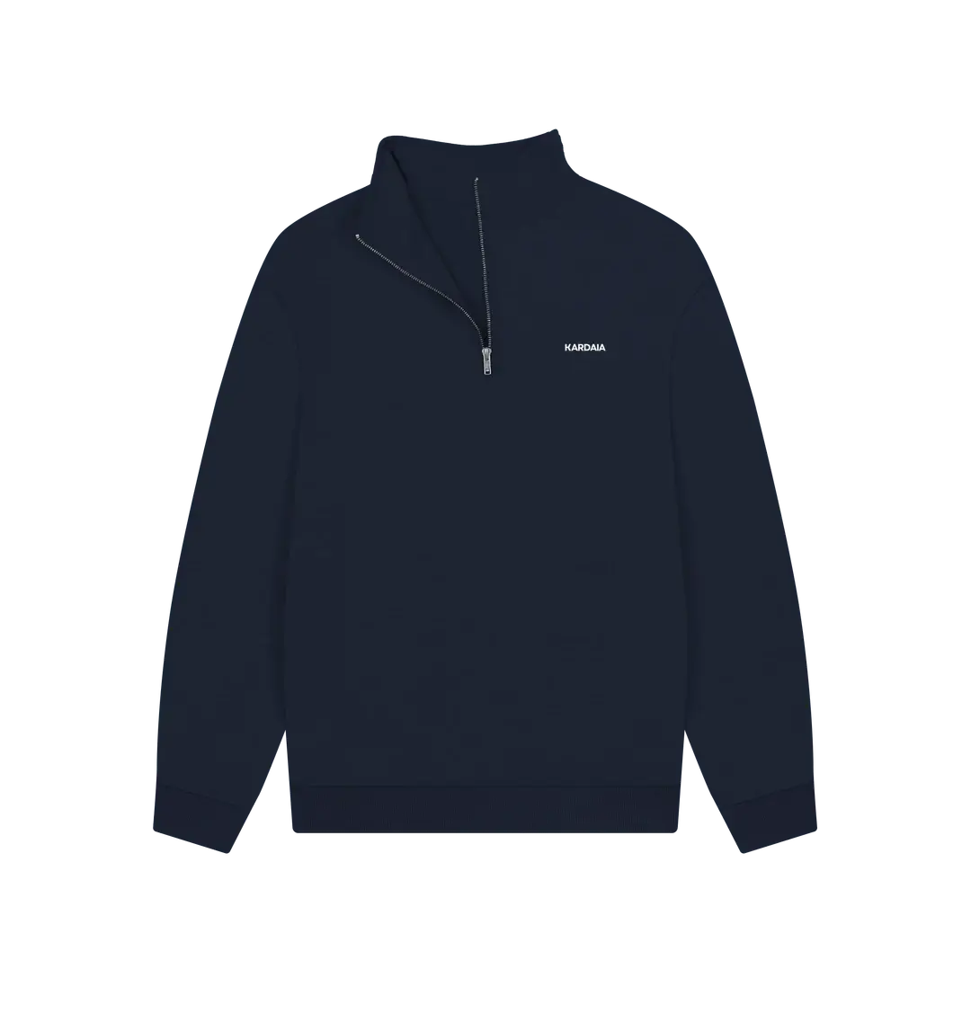 sweat-shirt à quart de zip femme couleur bleu marine présenté à plat