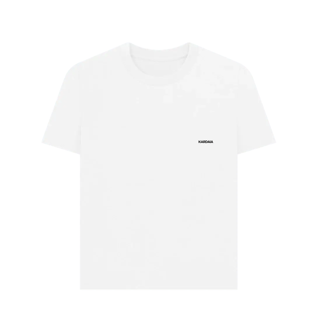 t-shirt femme col rond blanc pur en coton bio, coupe droite minimaliste KARDAIA
