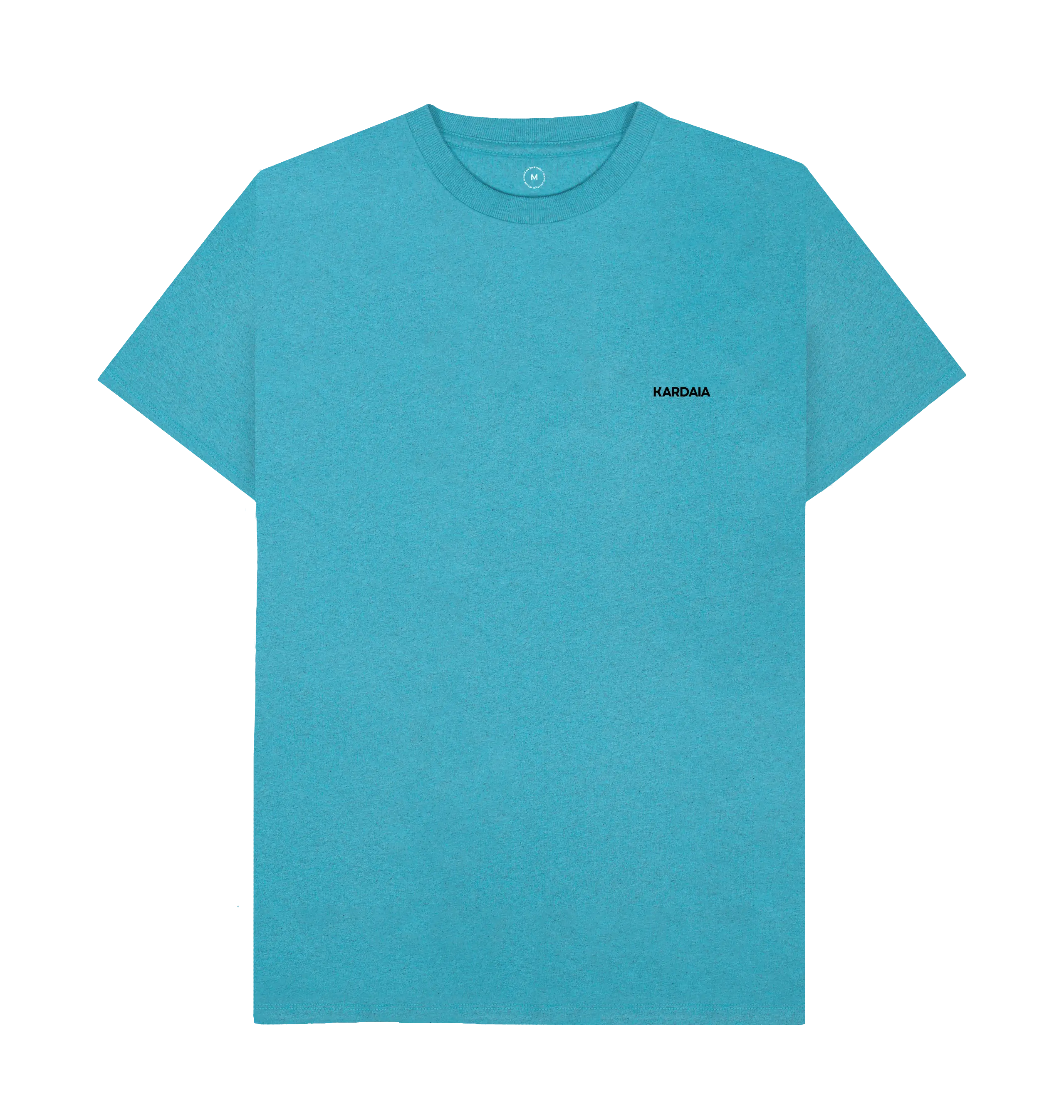 T-shirt bleu glacier en coton recyclé Regen™ présenté à plat en studio, design minimaliste